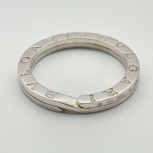 Bvlgari Silver Pendant Accessory Key Ring W/Box